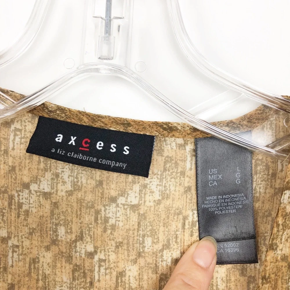 Axcess a Liz Clairborne Company Light Brown Floral Blouse L - Picture 2 of 6